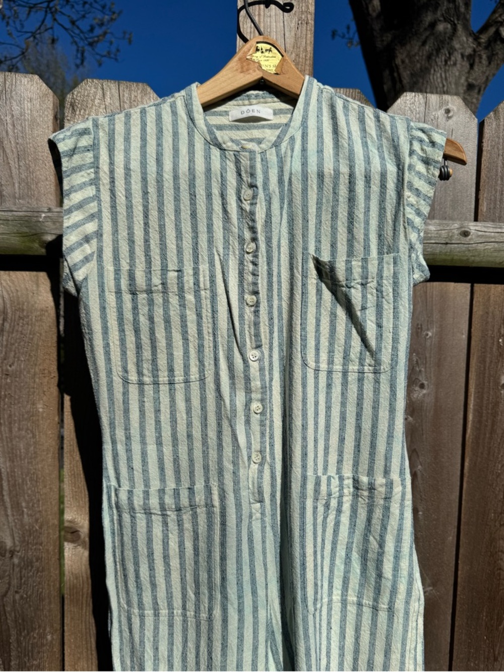 DÔEN Biarritz Seaside Stripe Silk Jumpsuit - Picture 7 of 16